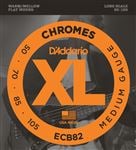 D'Addario ECB82 XL Chromes Flatwound Electric Bass Guitar Strings